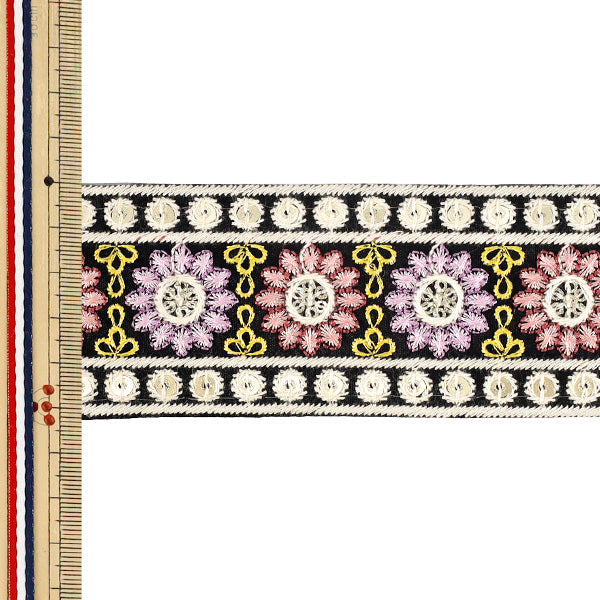 【数量5から】 手芸ブレード 『2026インド刺繍ブレード 約5.3cm幅 ブラック 71403I』