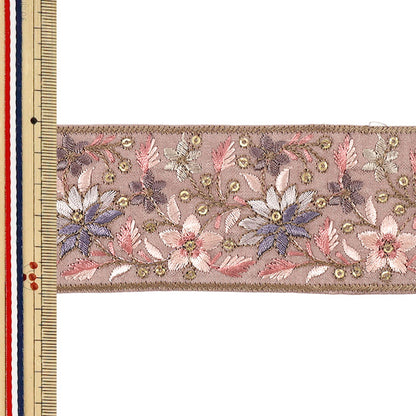 【数量5から】 手芸ブレード 『2026インド刺繍ブレード 約5.5cm幅 パープル 71406I』