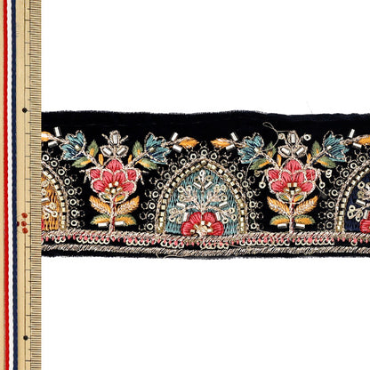 [Quantità da 5] ArtigianatoTrim 『2026Rifiniture per ricamo indiano Larghezza circa 6,5 cm blu scuro 48872D"