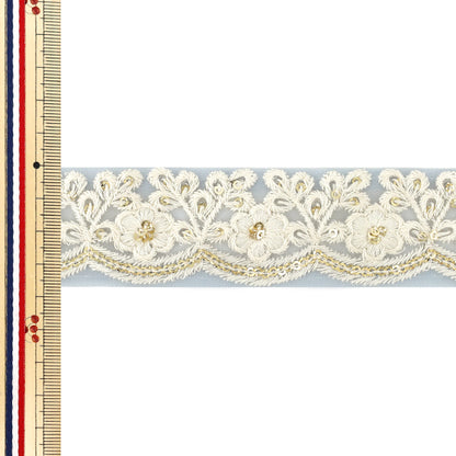 [Quantità da 5] ArtigianatoTrim 『2026Rifiniture per ricamo indiano Circa 3,7 cm di larghezza Blu 438D"