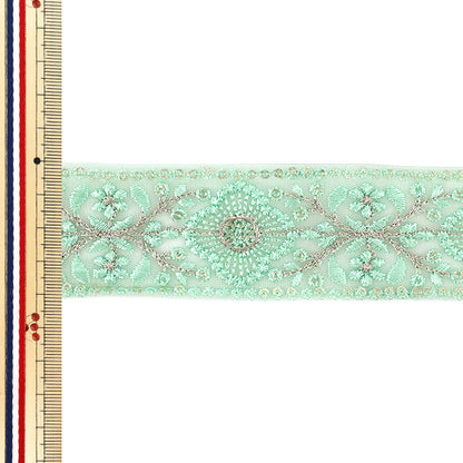 [Quantità da 5] ArtigianatoTrim 『2026Rifiniture per ricamo indiano Circa 4 cm di larghezza Verde 371E”