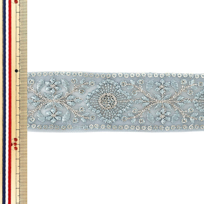 【数量5から】 手芸ブレード 『2026インド刺繍ブレード 約4cm幅 ブルー 371H』