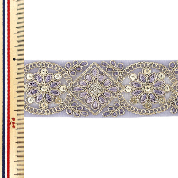 [Quantità da 5] ArtigianatoTrim 『2025Rifiniture per ricamo indiano Larghezza circa 4,5 cm Viola M-1378B"