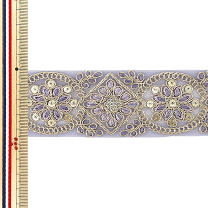 [Quantità da 5] ArtigianatoTrim 『2025Rifiniture per ricamo indiano Larghezza circa 4,5 cm Viola M-1378B"