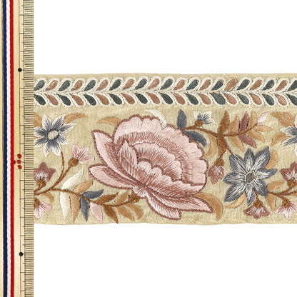 【数量5から】 手芸ブレード 『インド刺繍ブレード 約8.5cm幅 ベージュ Ok-1005C』