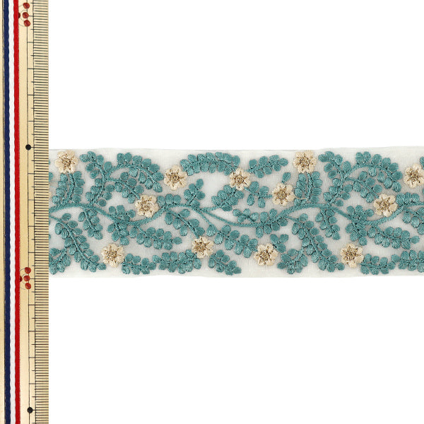 【数量5から】 手芸ブレード 『インド刺繍ブレード 約5cm幅 グリーン Ok-1009A』