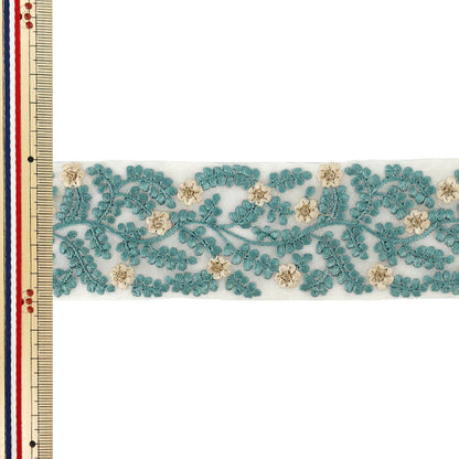 【数量5から】 手芸ブレード 『インド刺繍ブレード 約5cm幅 グリーン Ok-1009A』