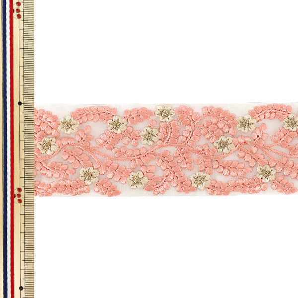 【数量5から】 手芸ブレード 『インド刺繍ブレード 約5cm幅 ピンク Ok-1009C』
