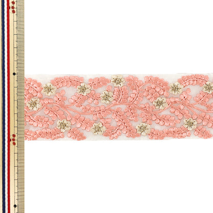 【数量5から】 手芸ブレード 『インド刺繍ブレード 約5cm幅 ピンク Ok-1009C』