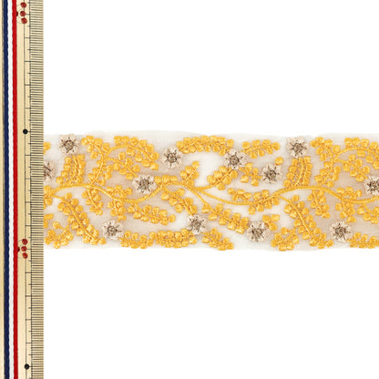 【数量5から】 手芸ブレード 『インド刺繍ブレード 約5cm幅 イエロー Ok-1009D』