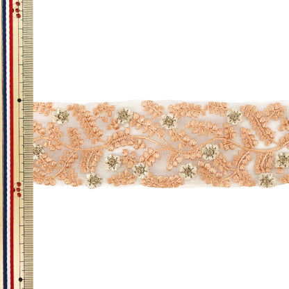 【数量5から】 手芸ブレード 『インド刺繍ブレード 約5cm幅 オレンジ Ok-1009E』