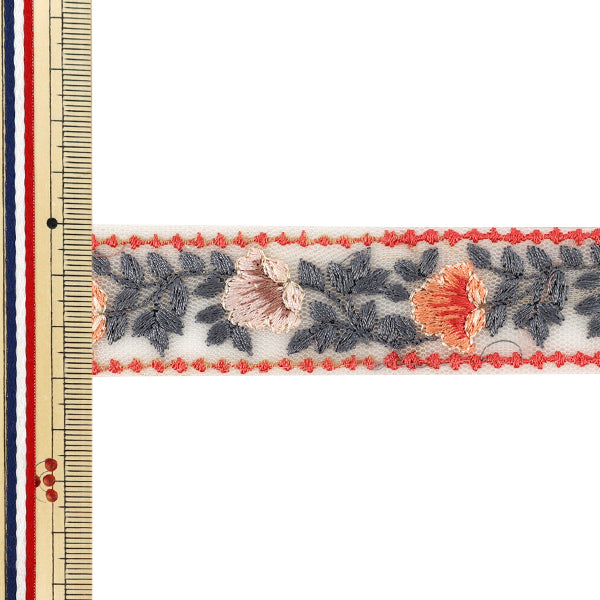 【数量5から】 手芸ブレード 『インド刺繍ブレード 約2.8cm幅 オレンジ Ok-1013A』