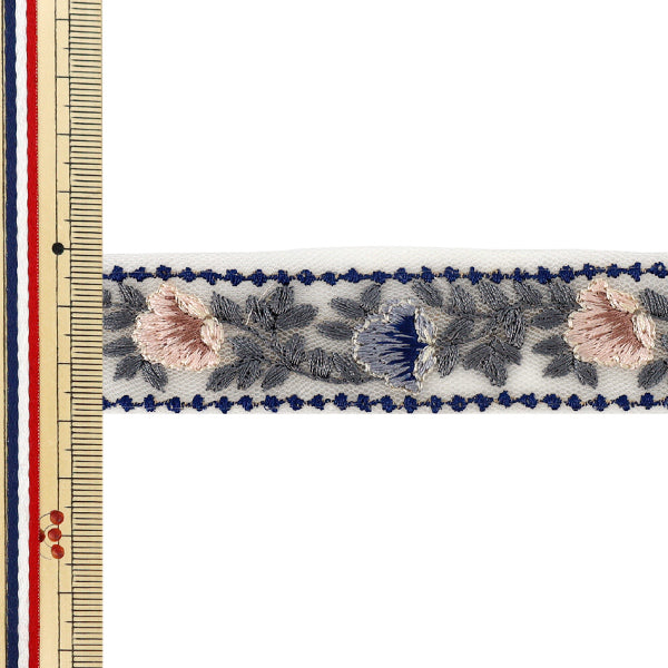 【数量5から】 手芸ブレード 『インド刺繍ブレード 約2.8cm幅 ブルー Ok-1013F』