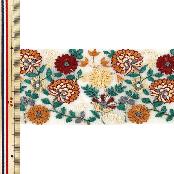 【数量5から】 手芸ブレード 『インド刺繍ブレード 約7cm幅 イエロー Ok-1015A』