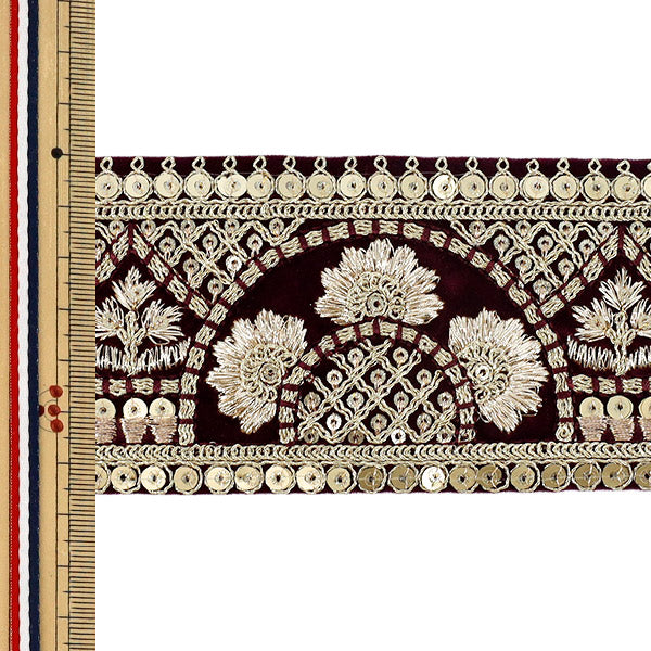 [Quantity from 5] HandicraftsTrim 『2026Indian embroidery trim Approximately 6.5cm width Red 45745#3''