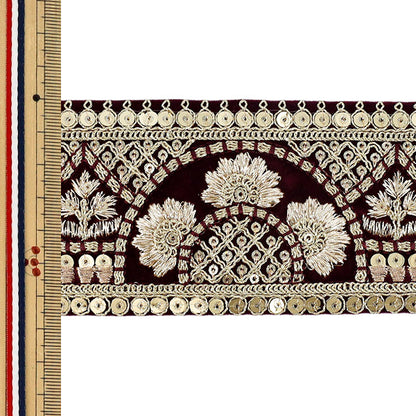 [Quantity from 5] HandicraftsTrim 『2026Indian embroidery trim Approximately 6.5cm width Red 45745#3''