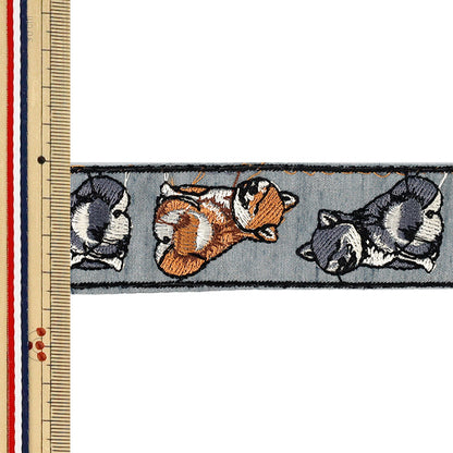 【数量5から】 手芸ブレード 『2026インド刺繍ブレード 約3.5cm幅 ブルーグレー 1024C』