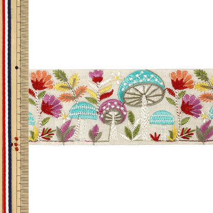 [Quantity from 5] HandicraftsTrim 『2026Indian embroidery trim Approximately 5cm width beige 1030A”