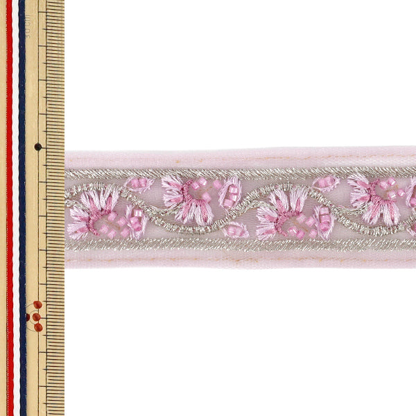 【数量5から】 手芸ブレード 『2026インド刺繍ブレード 約3.5cm幅 パープル OK-1036K』