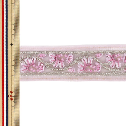 【数量5から】 手芸ブレード 『2026インド刺繍ブレード 約3.5cm幅 パープル OK-1036K』