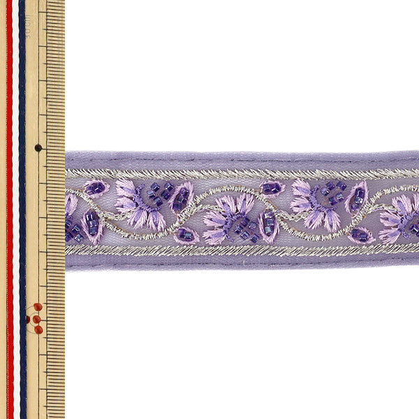 [Quantity from 5] HandicraftsTrim 『2026Indian embroidery trim Approximately 3.5cm width Purple OK-1036L”