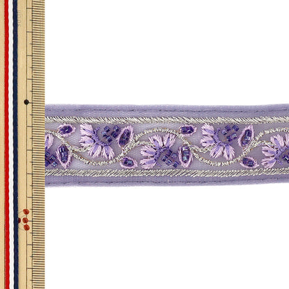 [Quantity from 5] HandicraftsTrim 『2026Indian embroidery trim Approximately 3.5cm width Purple OK-1036L”