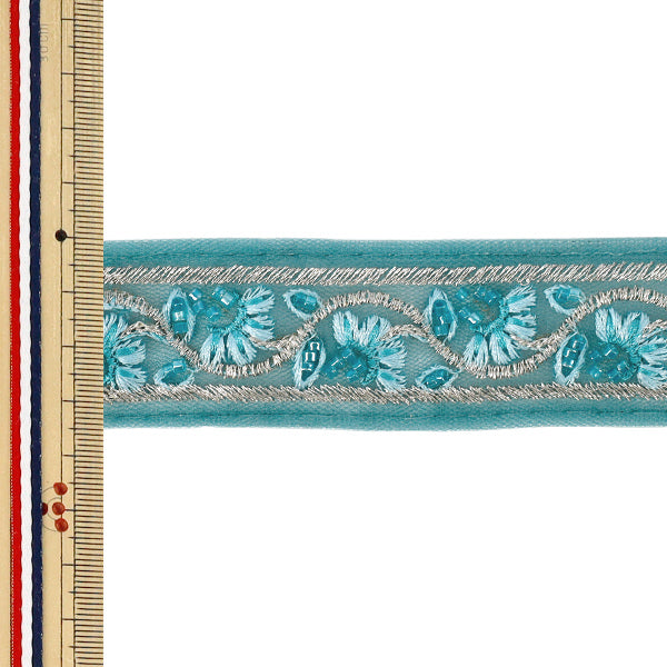 【数量5から】 手芸ブレード 『2026インド刺繍ブレード 約3.5cm幅 グリーン OK-1036M』