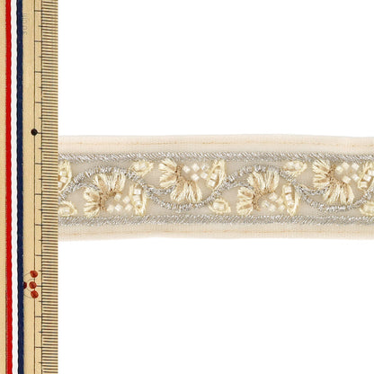 [Quantity from 5] HandicraftsTrim 『2026Indian embroidery trim Approximately 3.5cm width beige OK-1036Q''