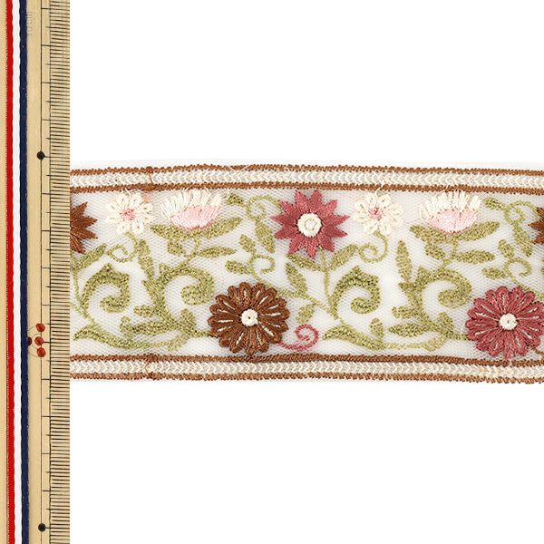 【数量5から】 手芸ブレード 『2026インド刺繍ブレード 約6cm幅 ブラウン OK-1059G』