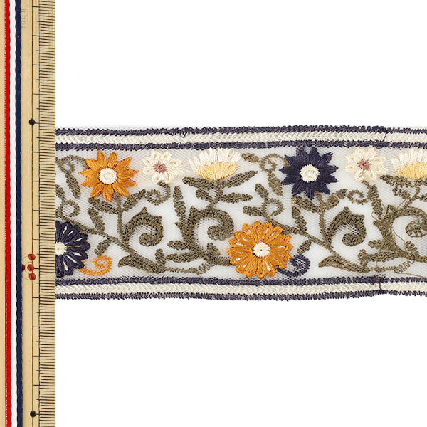 [Quantité à partir de 5] ArtisanatGarniture 『2026Garniture de broderie indienne Environ 6 cm de large Bleu OK-1059J »