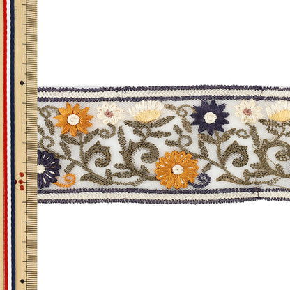 [Quantité à partir de 5] ArtisanatGarniture 『2026Garniture de broderie indienne Environ 6 cm de large Bleu OK-1059J »