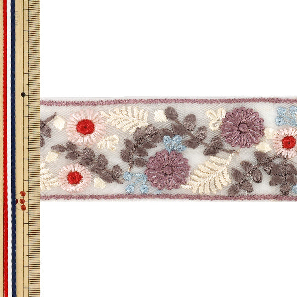 【数量5から】 手芸ブレード 『2026インド刺繍ブレード 約5cm幅 パープル OK-1062G』