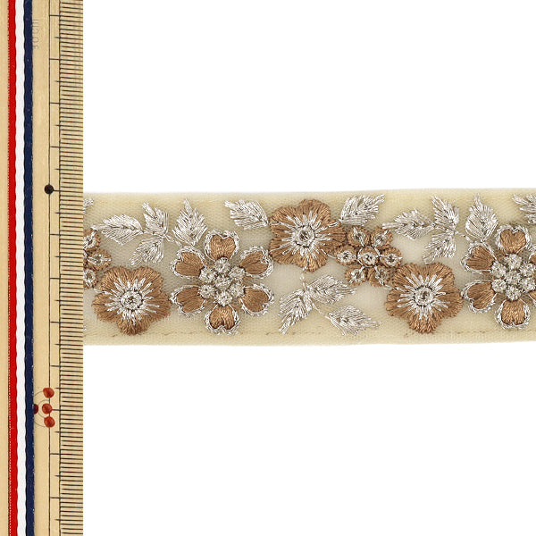 【数量5から】 手芸ブレード 『2026インド刺繍ブレード 約3.5cm幅 ベージュ M-5580R』