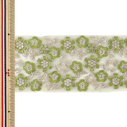 [Quantità da 5] ArtigianatoTrim 『2026Rifiniture per ricamo indiano Larghezza circa 7,5 cm Verde M-5581I"