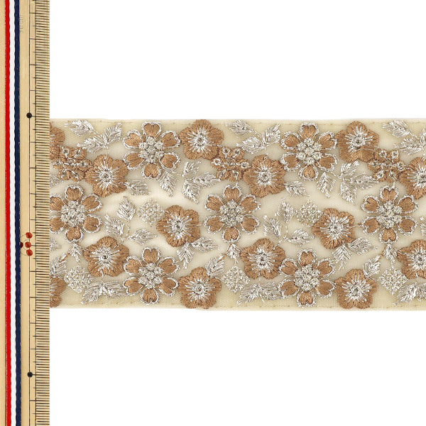 [Quantità da 5] ArtigianatoTrim 『2026Rifiniture per ricamo indiano Larghezza circa 7,5 cm beige M-5581L”
