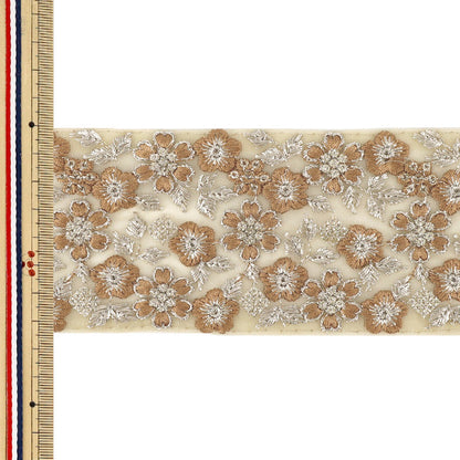 [Quantità da 5] ArtigianatoTrim 『2026Rifiniture per ricamo indiano Larghezza circa 7,5 cm beige M-5581L”