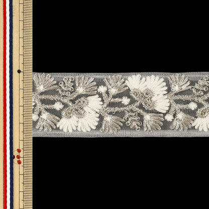 [Quantità da 5] ArtigianatoTrim 『2026Rifiniture per ricamo indiano Larghezza circa 3,8 cm bianco M-5222A"