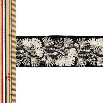 【数量5から】 手芸ブレード 『2026インド刺繍ブレード 約3.8cm幅 ブラック M-5222B』
