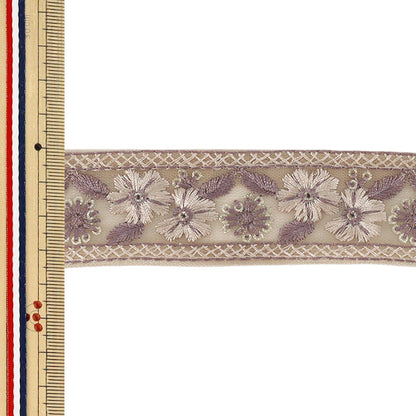 【数量5から】 手芸ブレード 『2026インド刺繍ブレード 約3.5cm幅 ベージュ M-5227D』