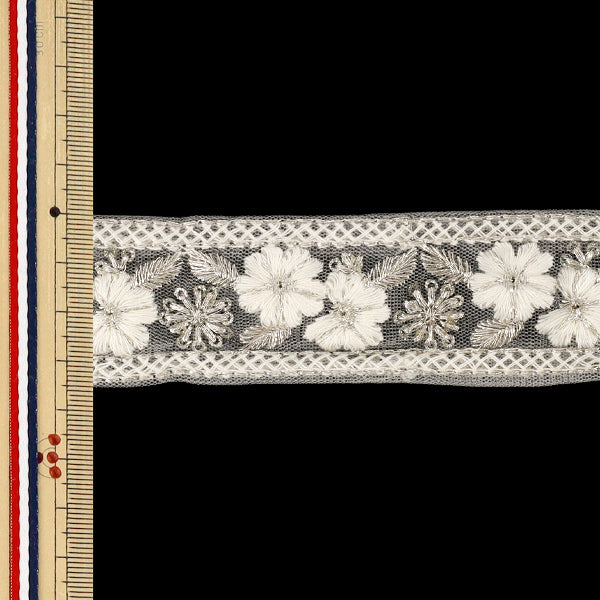 [Quantity from 5] HandicraftsTrim 『2026Indian embroidery trim Approximately 3.5cm width white M-5227E”