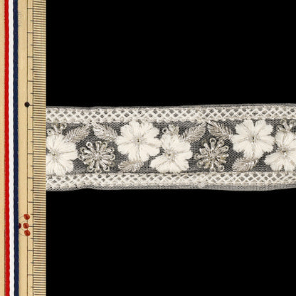 [Quantity from 5] HandicraftsTrim 『2026Indian embroidery trim Approximately 3.5cm width white M-5227E”