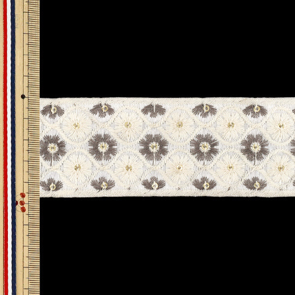 [Quantity from 5] HandicraftsTrim 『2026Indian embroidery trim Approximately 4.5cm width white M-5226A”