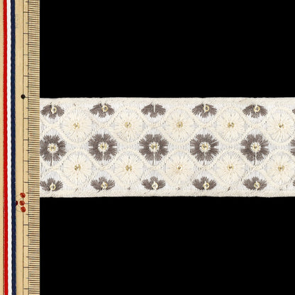 [Quantity from 5] HandicraftsTrim 『2026Indian embroidery trim Approximately 4.5cm width white M-5226A”