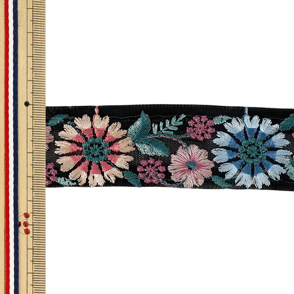 [Quantité à partir de 5] ArtisanatGarniture 『2026Garniture de broderie indienne Environ 3,5 cm de largeur noir M-5229J"