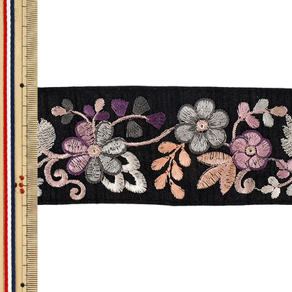 【数量5から】 手芸ブレード 『2026インド刺繍ブレード 約6cm幅 ブラック M-5233P』