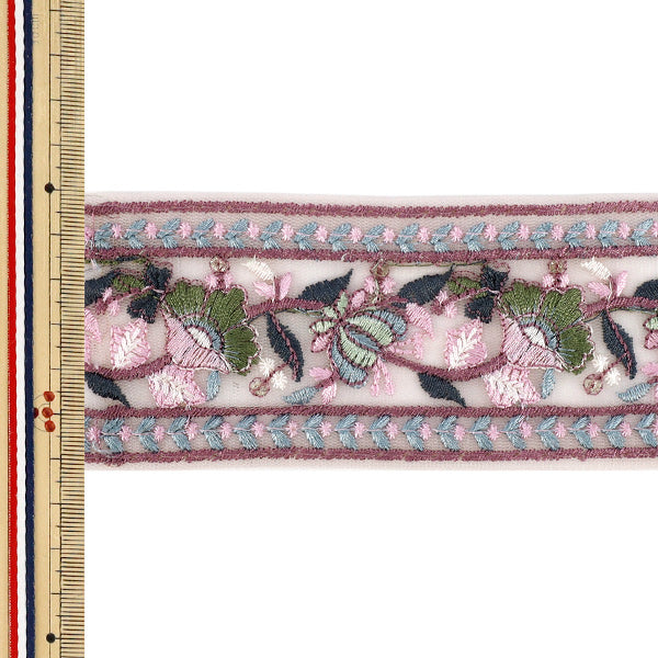 [Cantidad a partir de 5] ArtesaníasRibete 『2026Ribete bordado indio Aproximadamente 6 cm de ancho rosa M-5255D”