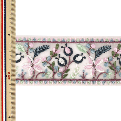 【数量5から】 手芸ブレード 『2026インド刺繍ブレード 約6cm幅 パープル M-5257H』