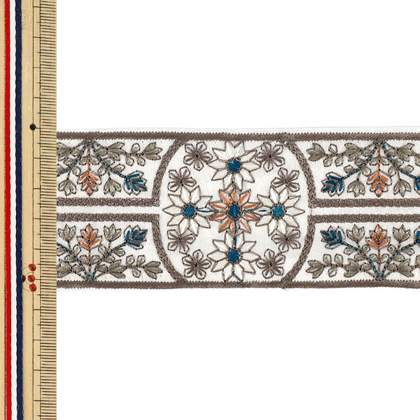 [Quantity from 5] HandicraftsTrim 『2026Indian embroidery trim Approximately 5.3cm width white M-5440D”