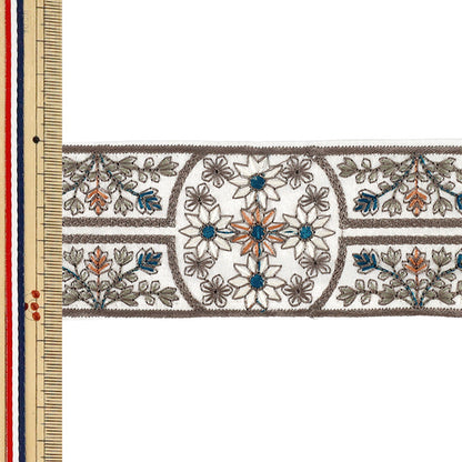 [Quantity from 5] HandicraftsTrim 『2026Indian embroidery trim Approximately 5.3cm width white M-5440D”