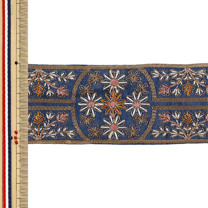 [Quantity from 5] HandicraftsTrim 『2026Indian embroidery trim Approximately 5.3cm width Blue M-5440E”